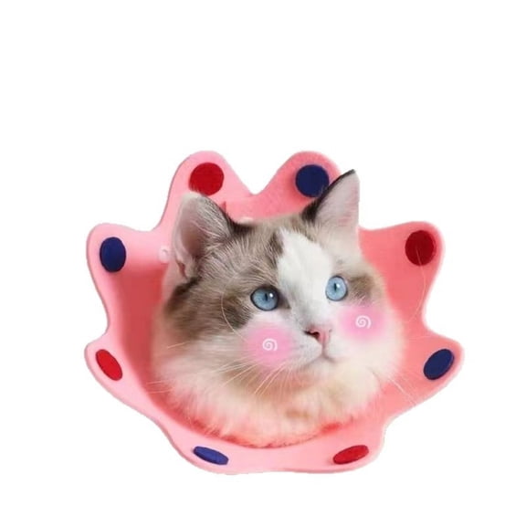Felt Sunflower Elizabethan Collar for Cats, Soft Recovery Cone After Surgery, Prevents Licking and Biting, Adjustable Post-Operative Protective Collar