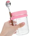 thumbnail image 3 of Lidded Overnight Oatmeal Cup Breakfast Cereal Cup Glass Oats Cup with Spoon, 3 of 6