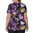thumbnail image 4 of Valentine Day Nursing Scrubs Womens V Neck Plus Size Short Sleeve Cute Uniforms Love Heart Print Medical Scrub Tops with Pockets Light Purple 2XL, 4 of 5