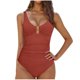thumbnail image 2 of Trajes de baño de una pieza para mujer, traje de baño de bikini con tirantes y espalda descubierta de color liso para mujer, 2 of 5