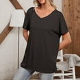 thumbnail image 7 of Xihbxyly Plus Size Blouses for Women, Womens Oversized Cold Shoulder Blouse Short Sleeve V Neck Tops Casual Summer Shirt Tops Soft Loose Tops, 7 of 7