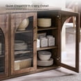 thumbnail image 4 of Glass Arched Door Sideboard Buffet Cabinet, Accent Cabinet with Adjustable Shelf, Wood Modular Credenza Storage Cabinet for Dining Room, Living Room, Entryway, Rustic Brown, 4 of 8