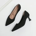 thumbnail image 5 of Miluxas Women's Closed Toe Low Kitten Pumps Comfortable Pointed Toe Work office Heels Shoes for Women Casual Slip On Knitted Kitten Heels Daily Dress Shoes Black 7(39), 5 of 9