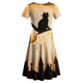 thumbnail image 4 of Mujeres de Halloween Sexy Casual cuello redondo vestidos de verano Midi longitud Swing verano estampado playa A-line vestido de manga corta Pompotops  ghjkhdj14924, 4 of 5