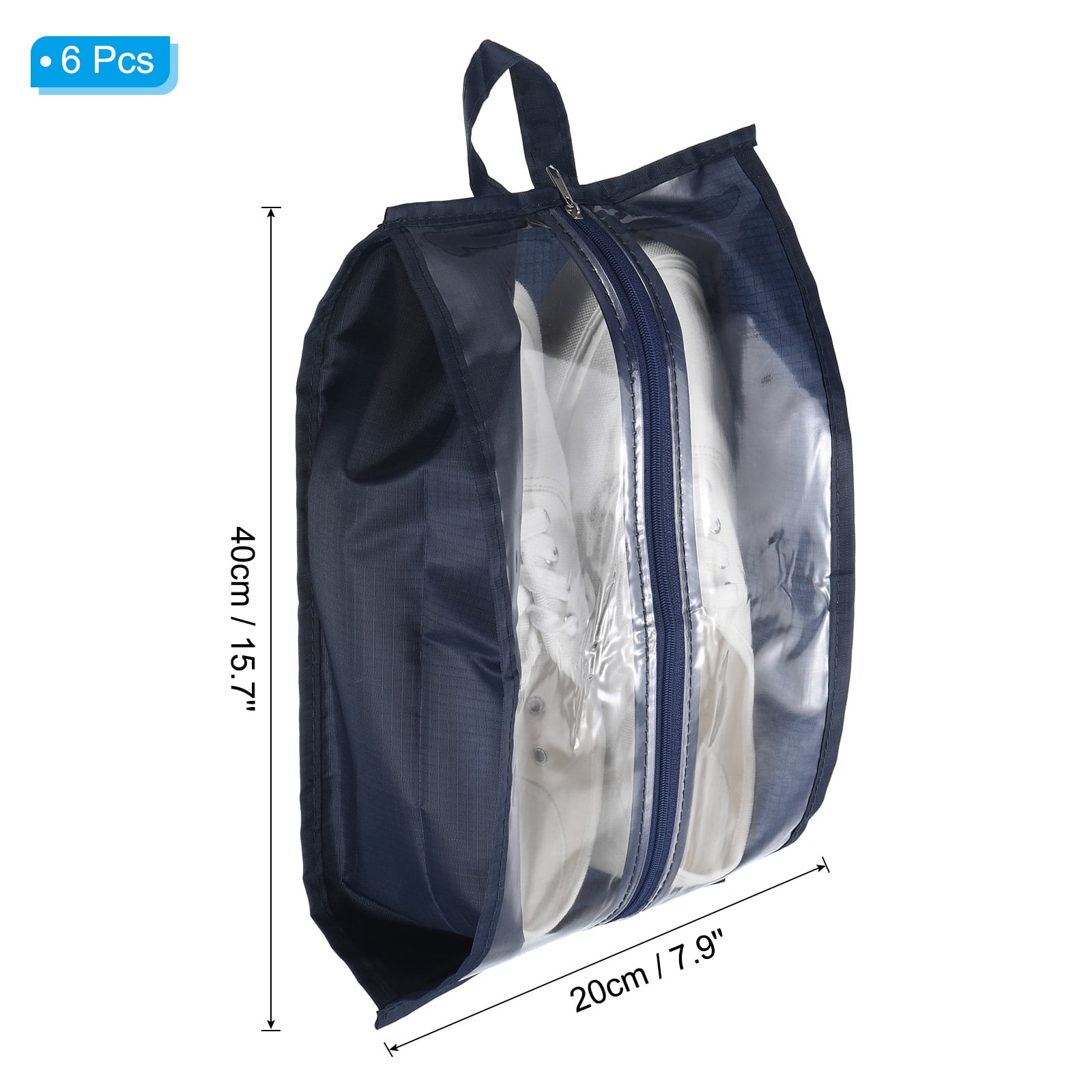 Uxcell Waterproof Shoes Bags Travel Storage Bag Portable Shoes Organizer, Navy Blue 6 Pack