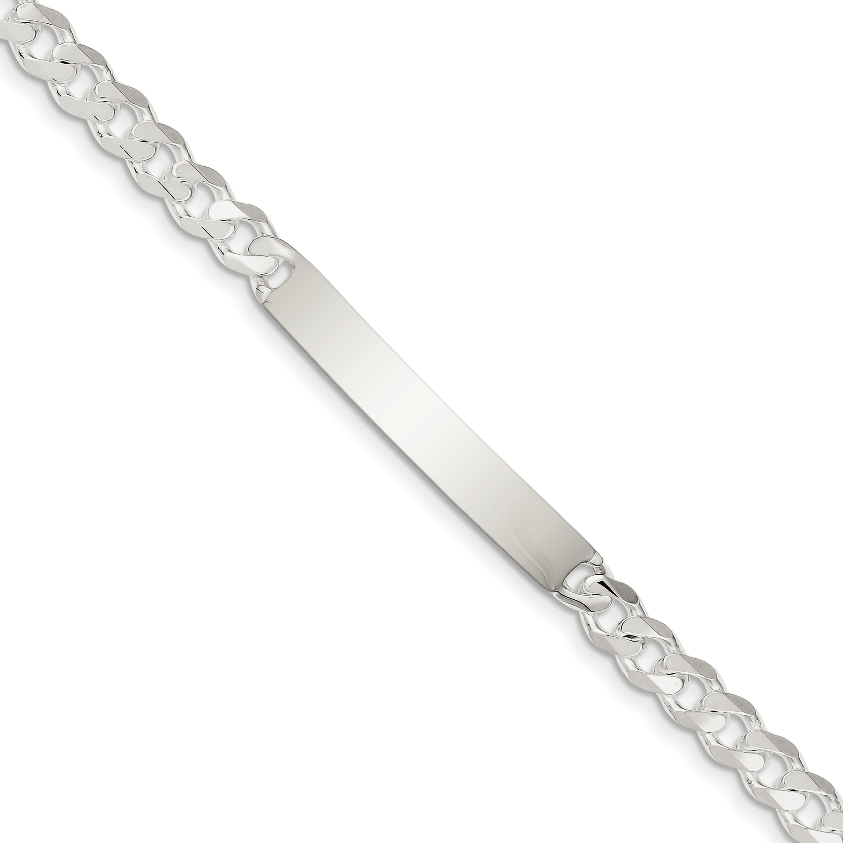 Sterling Silver Polished Engraveable Figaro Link ID Bracelet 