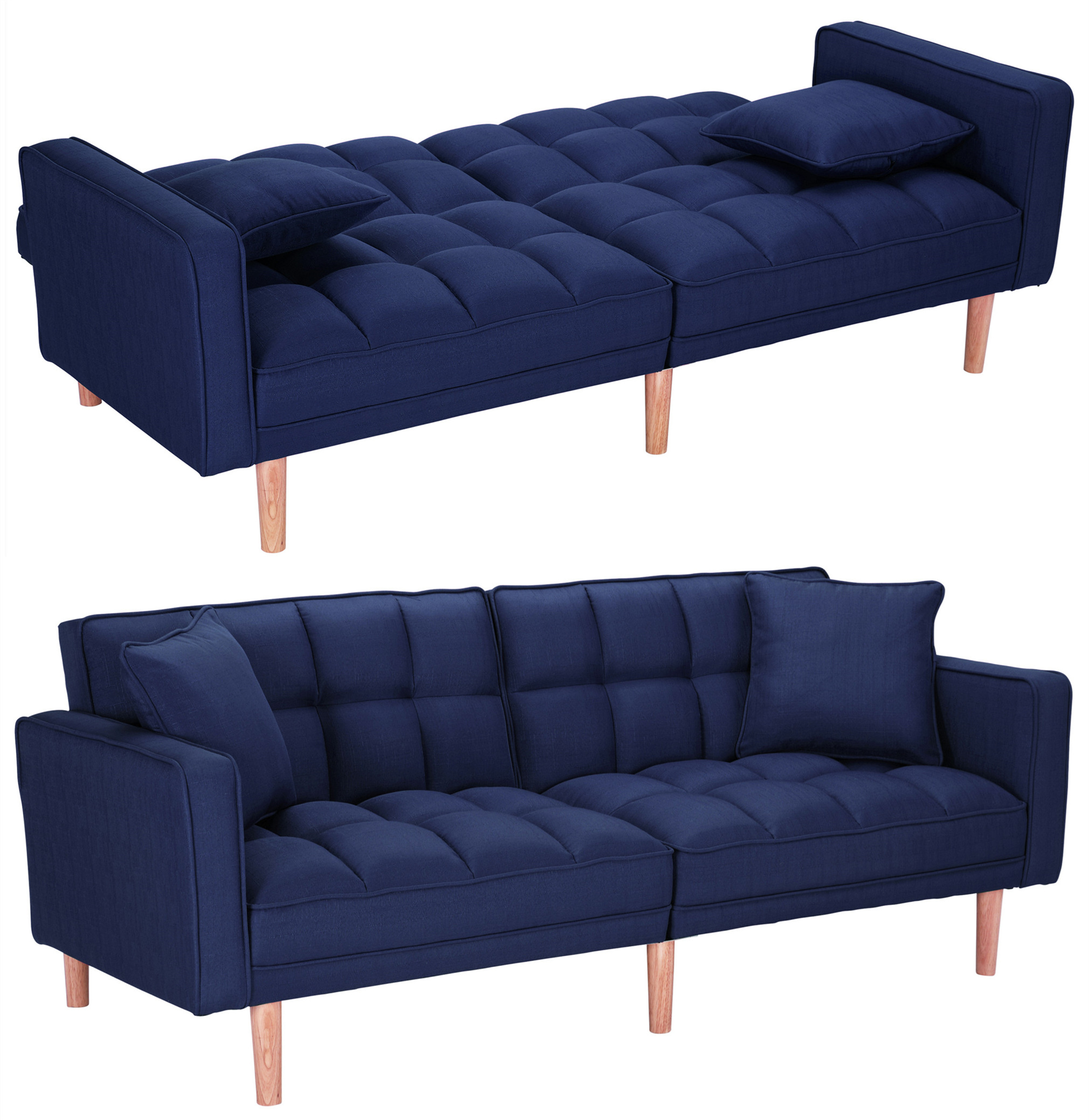 Aukfa 75" Modern Futon Sofa Bed Convertible Sleeper Couch Bed Twin for