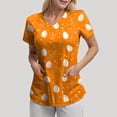 thumbnail image 4 of GEWSEY Easter Scrub Tops Women Cute Bunny Colorful Eggs Print Nursing Scrubs Plus Size V Neck Short Sleeve Nurse Uniform (Orange, M), 4 of 7