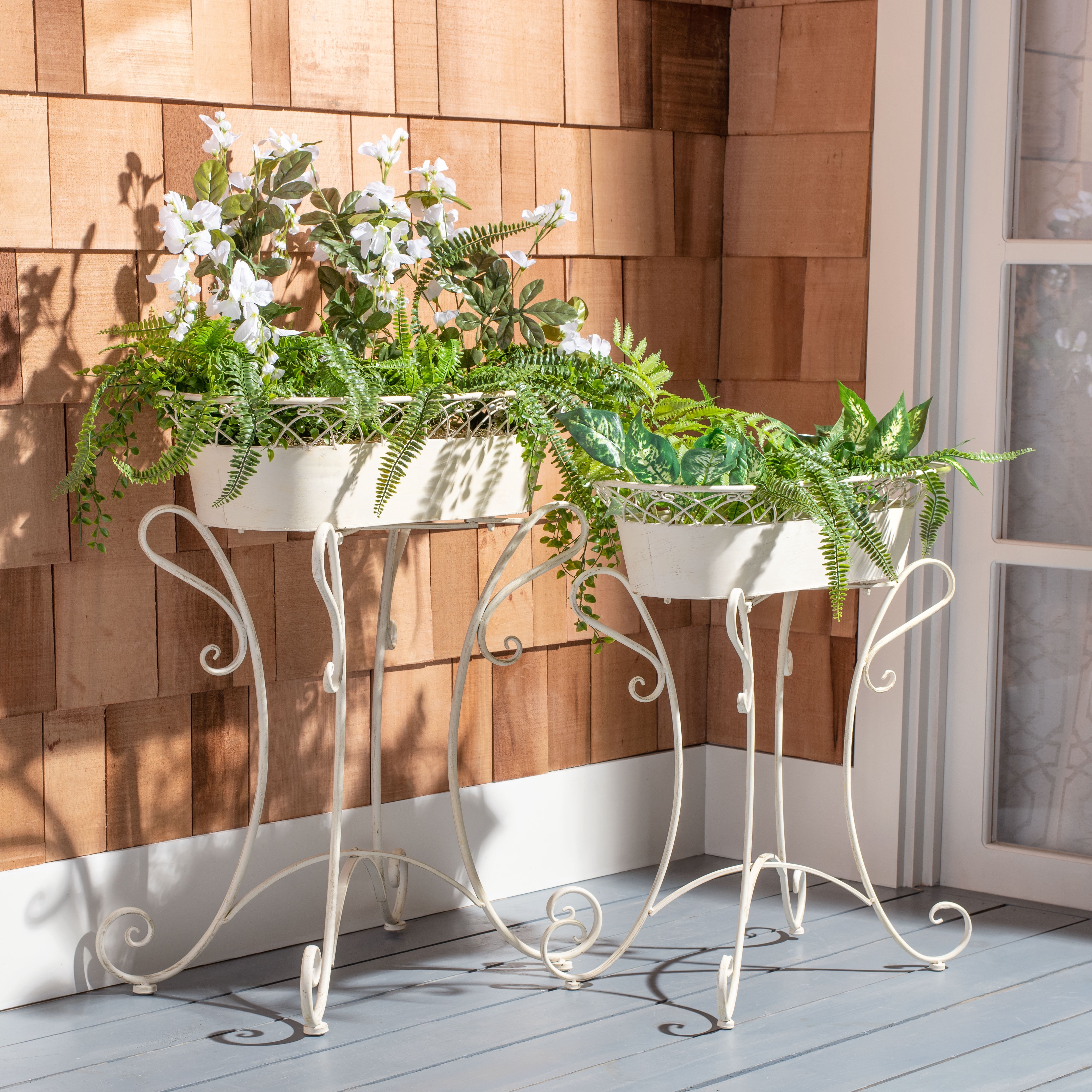SAFAVIEH Hendrick Solid Outdoor Patio Planters, Pearl White, Set of 2