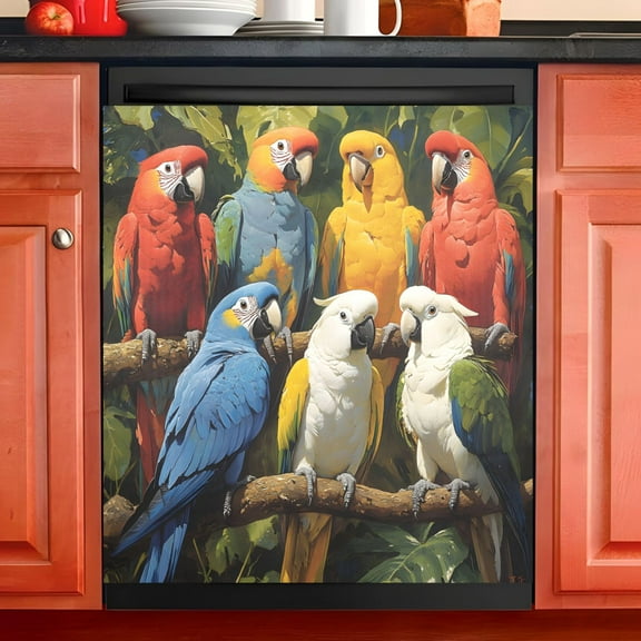 Ryvnso Parrots Dishwasher Magnetic Refrigerator Magnet Cover Kitchen Home Decorative 23"x26"