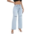 thumbnail image 2 of Tdoqot Baggy Jeans for Women Casual High Rise Ripped Wide Leg Womens Denim Pants Sky Blue Size 8, 2 of 7