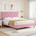 thumbnail image 3 of Senfot Full Platform Bed Frame,Heavy-Duty Platform Bed Frame with Upholstered Headboard and Wooden Slats Support, No Box Spring Needed,Upholstered Mattress Foundation,Easy Assembly, Noise Free,Pink, 3 of 6