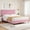 Pink, variant on Rugerasy KING Size Bed Frame with Upholstered Headboard,Heavy-Duty Platform Bed Frame with Strong Wood Slats,No Box Spring Needed/Noise Free/Easy Assembly,Light Grey
