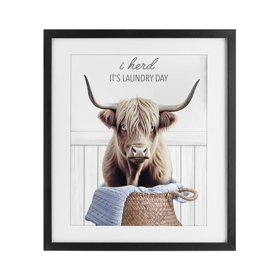 Herd It's Laundry Day Black Framed Print Under Glass, design by Marcus Prime