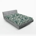 thumbnail image 2 of Ambesonne Nature Fitted Sheet, Abstract Floral Silhouettes, King Size, Pale Sage Green Ivory, 2 of 5