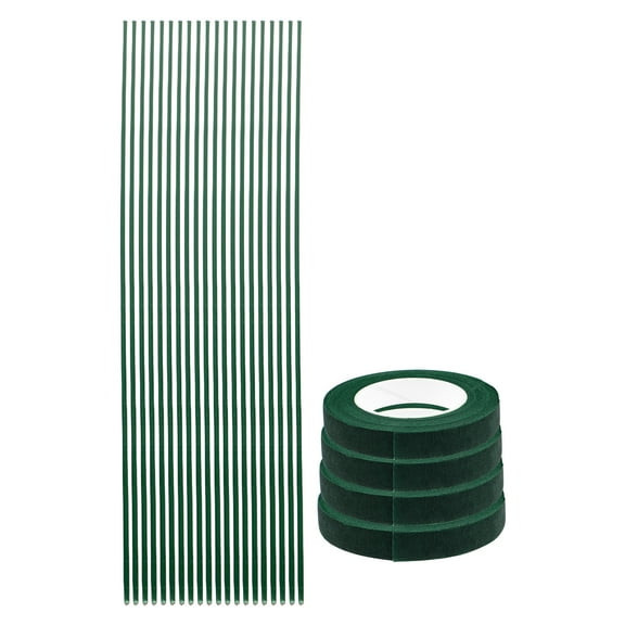 HOMEMAXS 1 Set Green Floral Wire And Floral Tape For Artificial Flowers Flower Stems For Crafts Bouquet Stem Wrap Florist Supplies Greenery Tape
