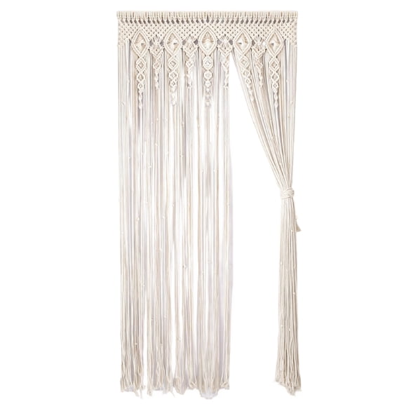 Macrame Curtain, Bohemian Macrame Curtains for Doorways, 35.4 x 70.9 in / 90 x 180 cm Cotton Woven Wall Hanging, Bohemian Wedding Backdrop, Window Treatment, and Home Decor