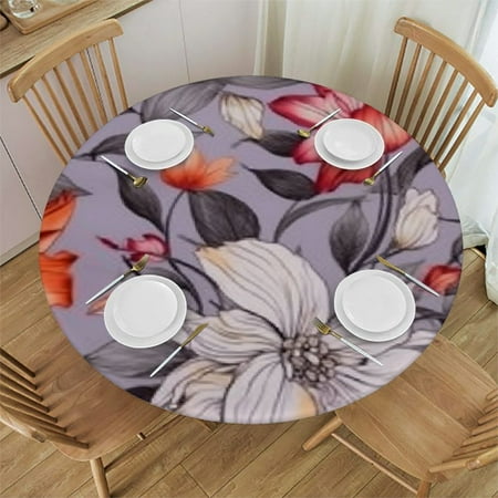 

HAOXIT Fitted Oil-Proof Table Cover Stain-Resistant Wipeable Table Protector for Picnic Table Cloth Fit for Table 38-42