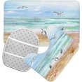thumbnail image 5 of Summer Beach Sea Gull Bath Rug Sets 3 Piece Marine Animals Starfish Crab Conch Shell Blue Ocean Bath Mat Soft Non Slip Water Absorbent U-Shaped Contour Toilet Mat, Toilet Lid Cover, 5 of 6