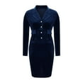 thumbnail image 5 of 2025 Two Piece Velvet Suit Sets for Women Formal Solid Blazer Jacket Skirts Set Work Business Stylish Fall Outfits, 5 of 7