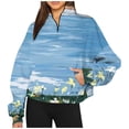 thumbnail image 2 of 2023 Chandail en Molleton de Mode pour Femmes 50 % de Rabais Liquidation Mode Automne Hiver Imprimé Floral Décontracté Sports Col Rond Survêtements Manches Longues Col à Revers Chandails à Capuchon à Fermeture Éclair, 2 of 5