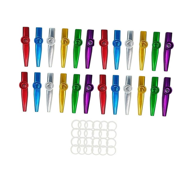 24 piezas Kazoo con diafragmas de flauta Kazoo portátil para principiantes flauta de boca profesional Kazoos de metal para ukelele guitarra violín