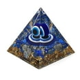 thumbnail image 2 of Evil Eye Orgonite Pyramid Resin Energy Generators Reiki Natural Lazuli Chips Inside for Home Office Desk Decoration 59.5x59.5x59mm, 2 of 3