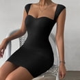 thumbnail image 4 of ClodeEU Women's Sleeveless Bodycon Mini Dress,Basic Solid Slim Fit Dress Black,Women's Plus L, 4 of 7