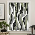 thumbnail image 4 of Sage Green Stripe Semi Sheer Curtains Drapes for Living Room, Bedroom, French Doors Window 84 Inches Long, Grey White Geometric Modern Abstract Rod Pocket Chiffon Curtain Drapery Voile Drape Panel, 4 of 6
