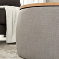 thumbnail image 6 of GZXS 25.5-Inch Storage Ottoman with Lid, Modern Linen Fabric Round Upholstered Footstool or Side Table, for Bedroom, Living Room, Home Office, Light Gray, 6 of 10