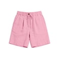 thumbnail image 5 of Cutuoiiu Women's Solid Color High Waist A-Line Cotton Linen Shorts with Elastic Drawstring and Pockets for Summer Casual Wear, 5 of 6