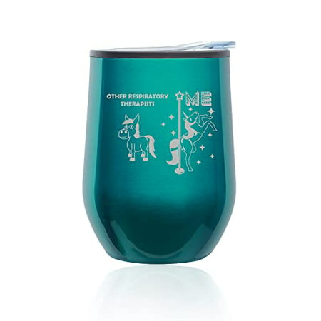 

Stemless Wine Tumbler Coffee Travel Mug Glass with Lid Respiratory Therapist Superstar Unicorn Funny (Turquoise Teal)