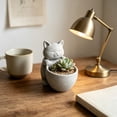 thumbnail image 2 of JHyouerji Cute Cat Shaped Plastic Succulent Planter Pot 7x2x3 Inch,Light Gray Drainage Hole Small Flower Container for Windowsill Office Indoor Plant Home Decor, 2 of 6