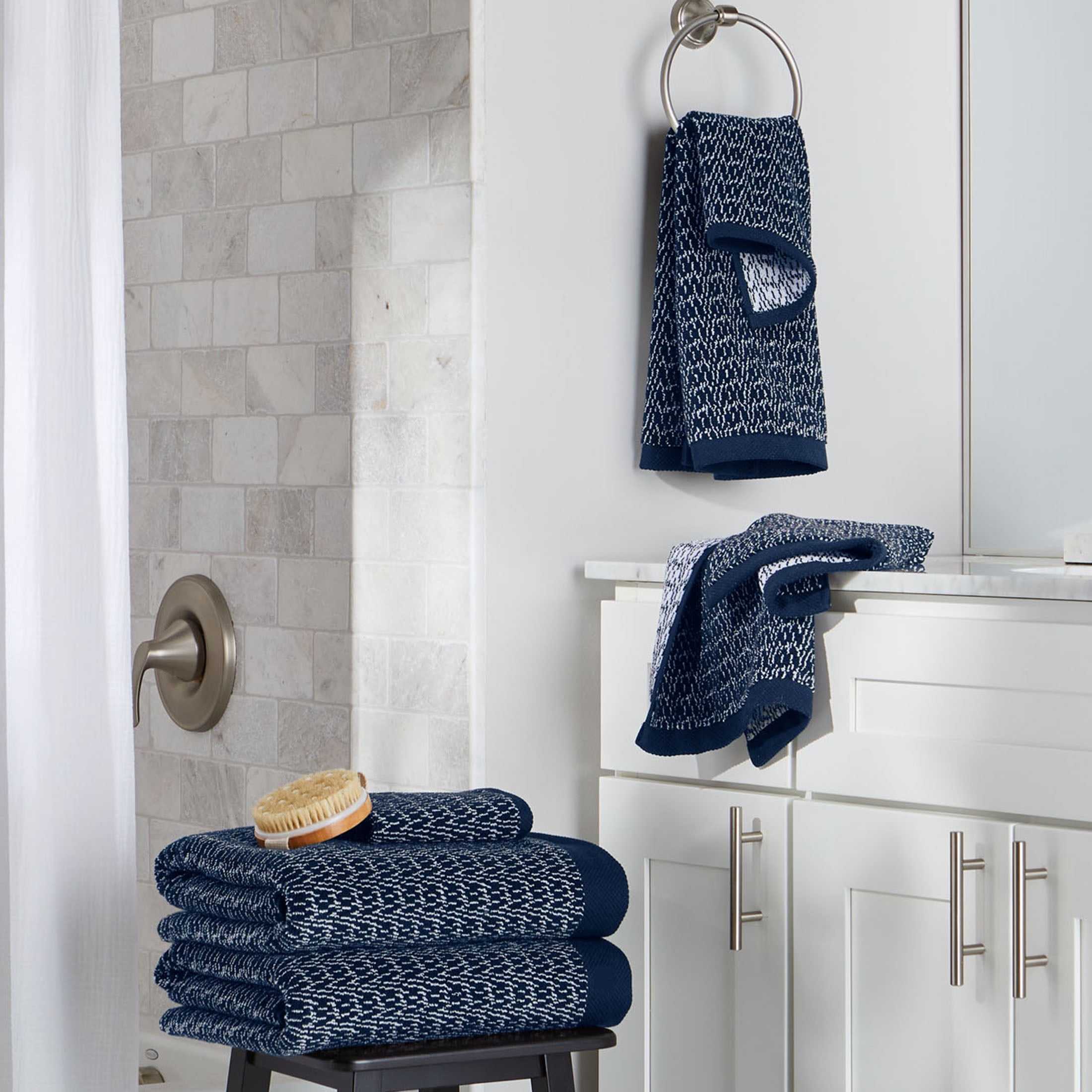 Better Homes & Gardens Signature Soft Cotton Melange 6 Piece Bath Towel Set,Blue Admiral