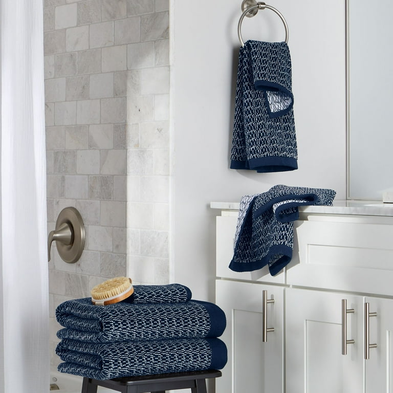 Blue and white bathroom towels sale