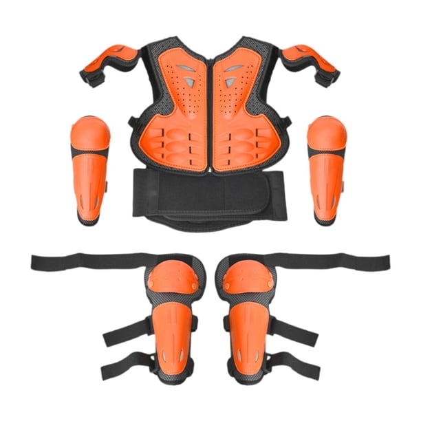 Armadura de motocicleta para niños, equipo para motocross, protector de espalda y pecho transpirable Naranja