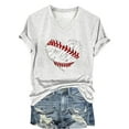 thumbnail image 5 of White Womens Blouses Women's Baseball Festival Solid Color Baseball Printed V Neck Short Sleeved Top Ladies Tops and Blouses, 5 of 6