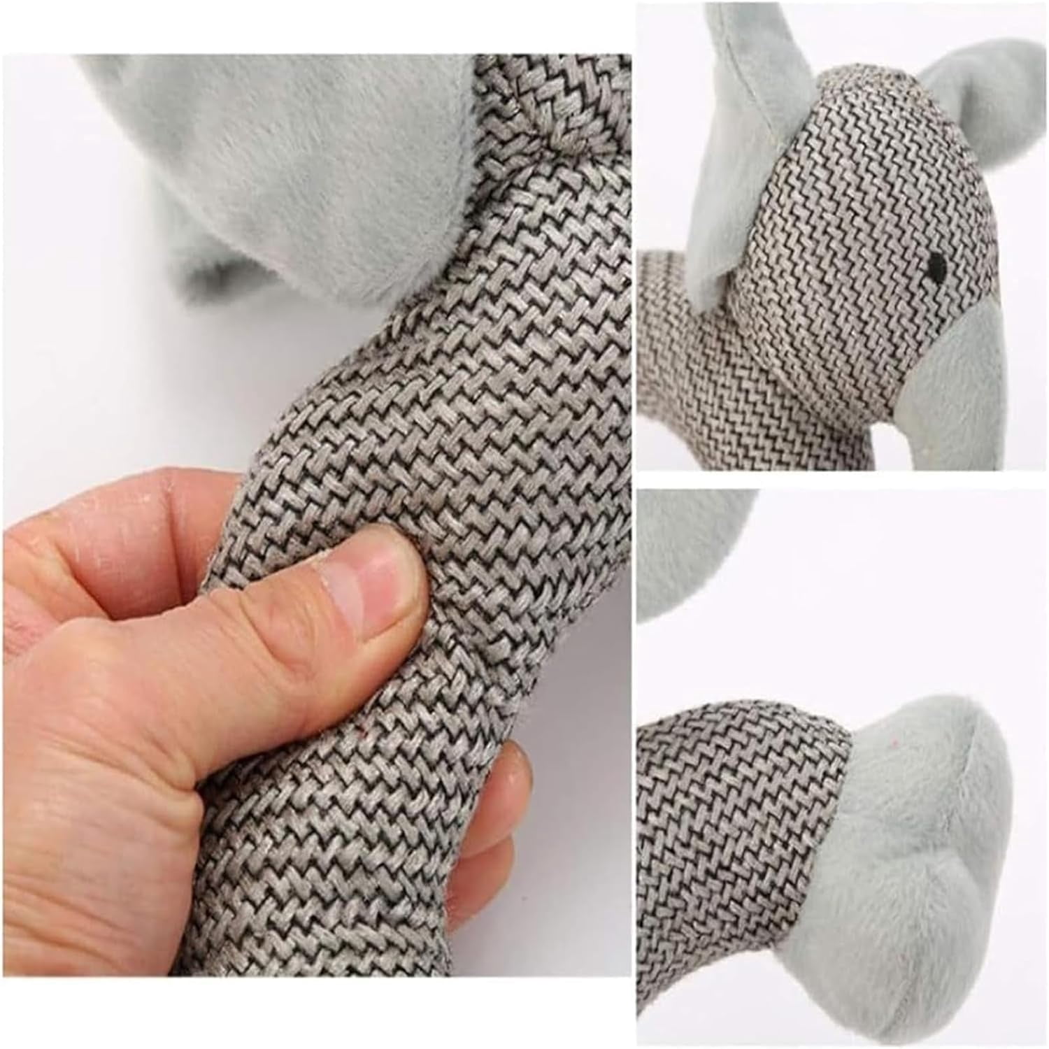 Squeaky Linen Dog Toy (2-Pack, Elephant) - Durable Indestructible Chew Toy for Small & Medium Dogs, Linen Fabric Animal with Squeaker for Interactive Play-dh