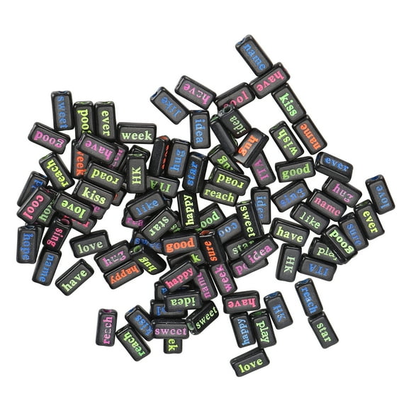 Alphabet Beads, Letter Rectangular Plastic Beaded Supplies Perforated Beads Mixed Color DIY Jewelry For Teaching Activities For Party Decorations