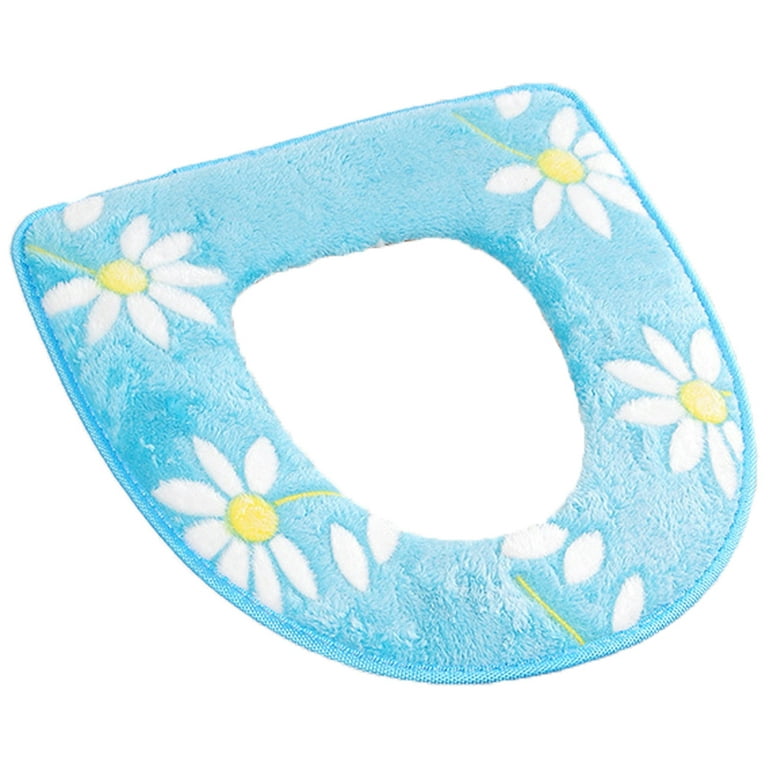 Universal Floral Toilet Seat Cover, Make Your Toilet Warm And Comfortable,  Warm Toilet Seat Cover (blue)