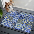 thumbnail image 3 of Vintage Boho Entryway Rug 2'x3'&nbsp; Non Slip Front Door Mats, Middle Century Bohemia Style Patchwork Blue Entrance Rugs Indoor Outdoor Carpet, Washable Floor Mats Small Area Rug for Bedroom Kitchen, 3 of 8
