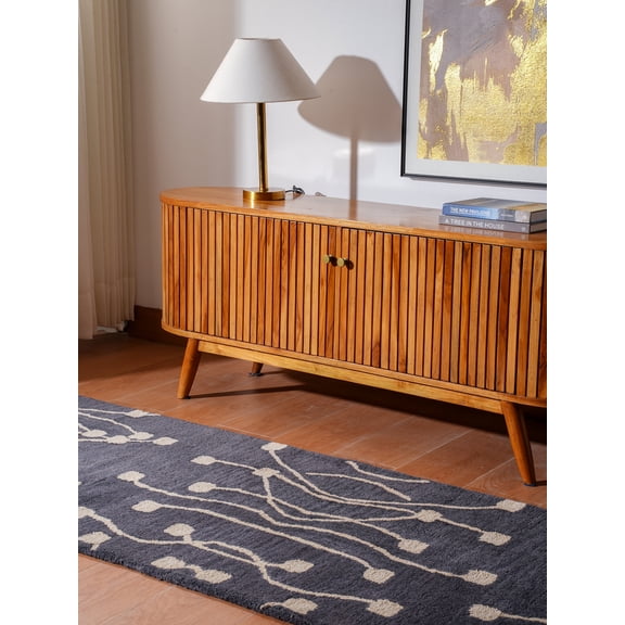 Rugsotic Carpets Hand Tufted Wool Eco-Friendly 2'6''x6' Area Rugs Runner Grey White Floral Modern High Pile Thick Handmade Anti Skid Indoor Rug for Living Room, Bedroom K00509