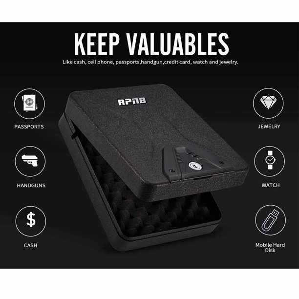 RPNB Gun Safe, Security Safe Lock Box, Portable Safe, Handgun Safe, Key