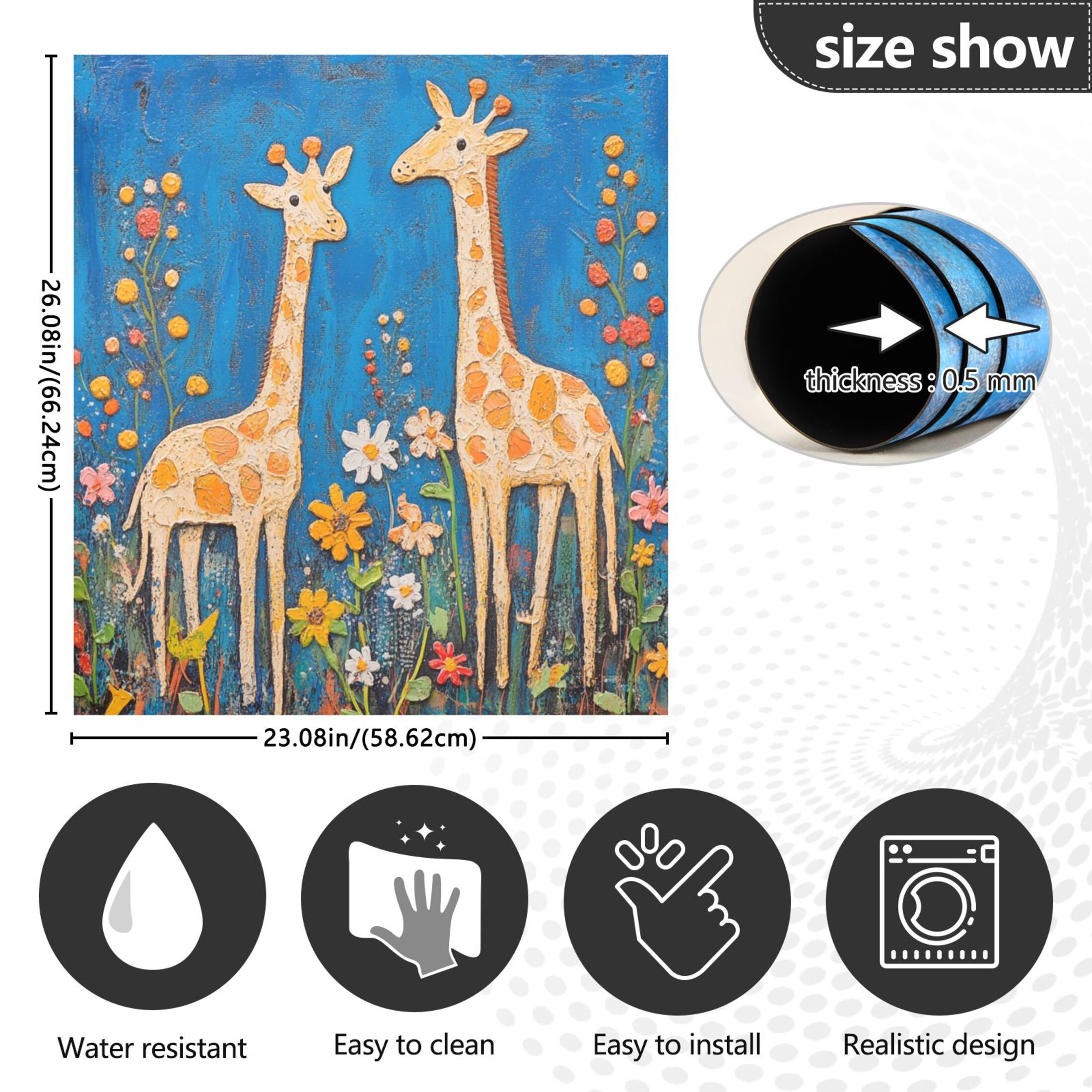 Dishwasher Magnetic Sticker 23x26 Inch Refrigerator Magnetic Sticker Washing Machine Magnetic Sticker Kitchen Panel Magnetic Sticker Home Decor Two Cute Giraffes