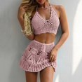 thumbnail image 2 of BYHONG Womens Crocheted Hollowed Out Two Piece Summer Bikini Beach Wear Swimsuit Pink_002 M, 2 of 6