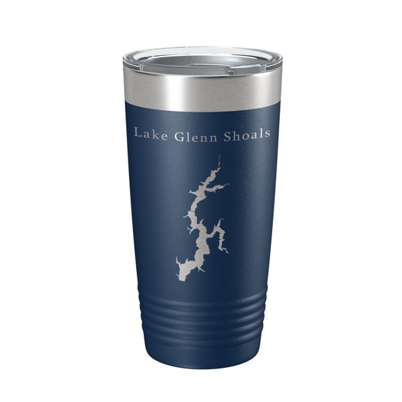 Lake Glenn Shoals Map Tumbler Travel Mug Insulated Laser Engraved Coffee Cup Illinois 20 oz Navy Blue