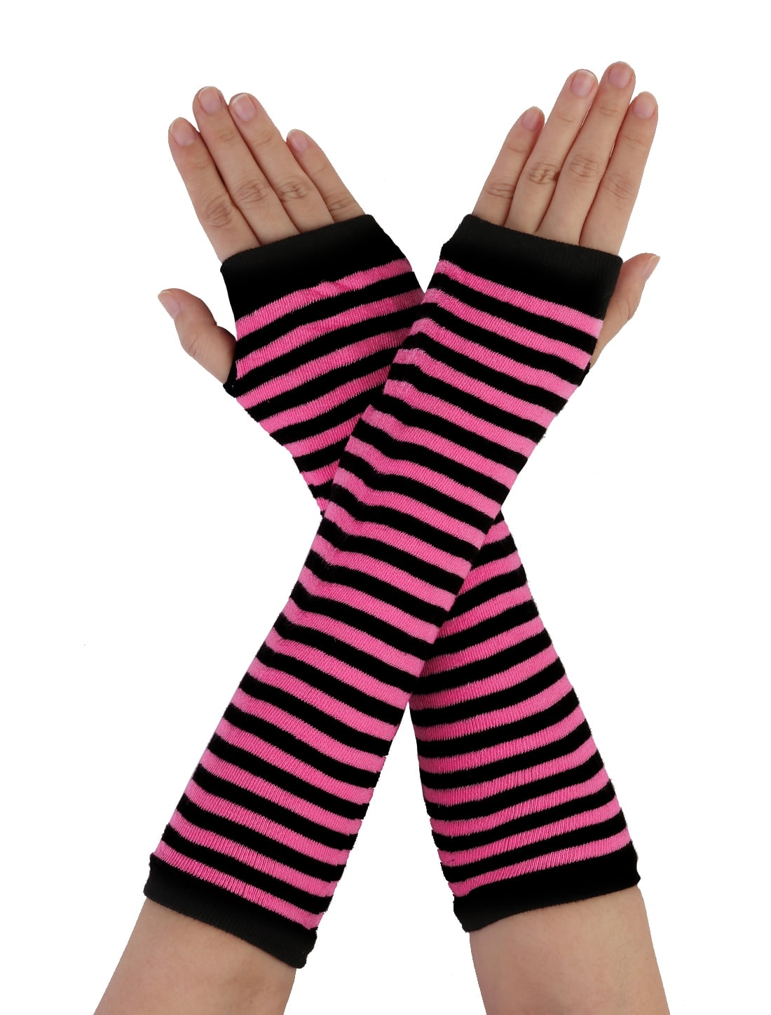 Emo Dark Red Striped Arm Warmers