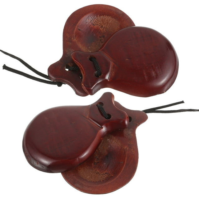 OULII 1 Paire de Castagnettes pour Enfants Instrument de Musique Brun pour la Culture Musicale et la Danse