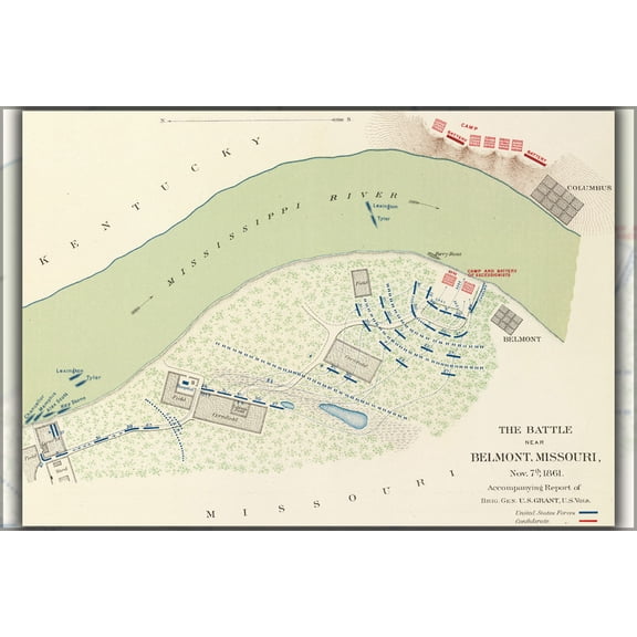 24"x36" Gallery Poster, Battle of Belmont map