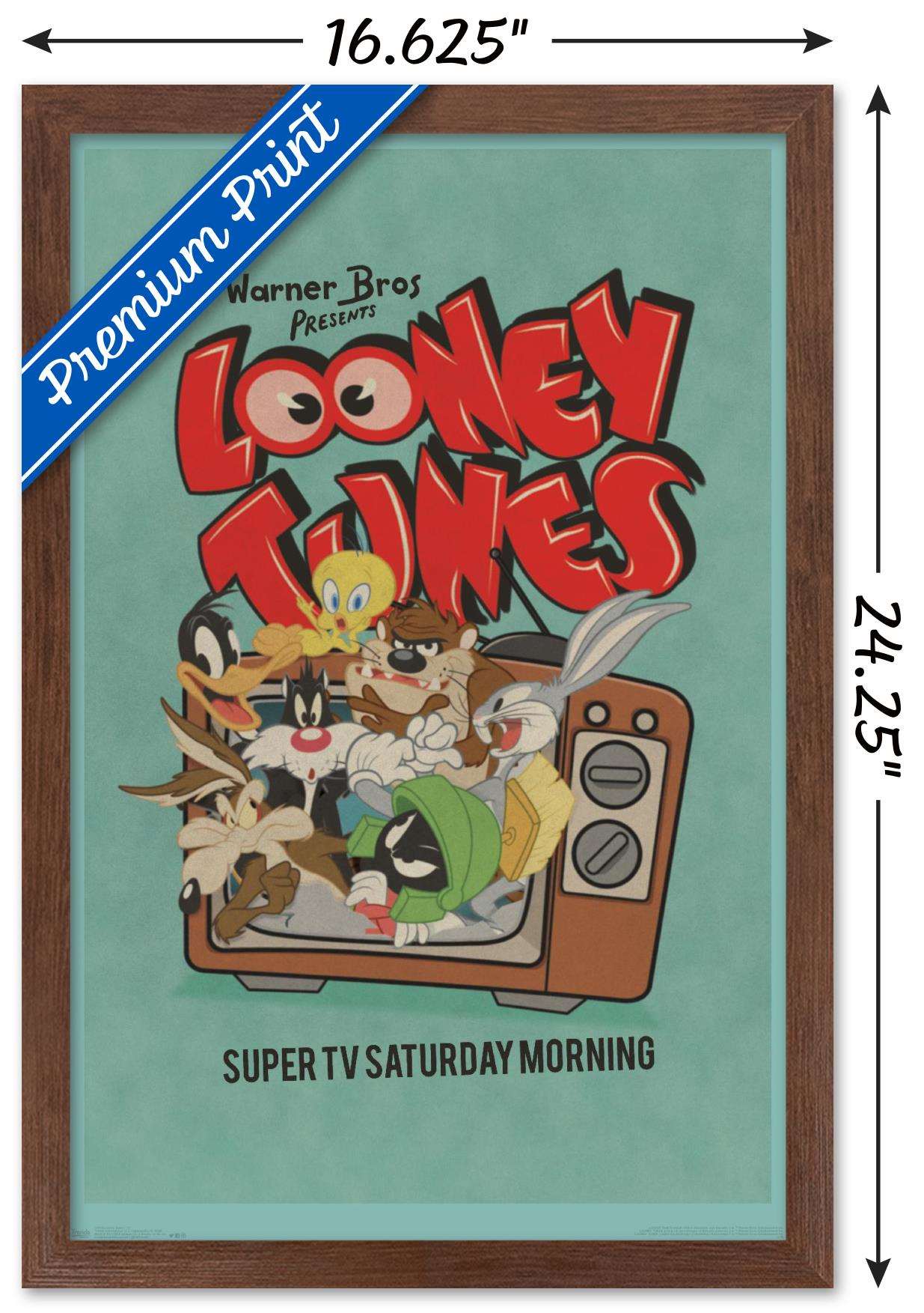 Looney Tunes - Group - Super TV Saturday Morning Wall Poster, 14.725" x 22.375", Framed